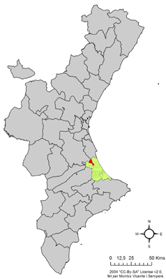 Localització de Benifairó de la Valldigna respecte del País Valencià.png