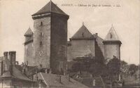 Postal de 1910 con la imagen del Castillo de Annecy