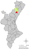 Localización de Alcora respecto a la Comunidad Valenciana