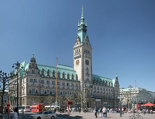 Ayuntamiento de Hamburgo, (Alemania), edificio neorrenascentista alemán, construido entre 1884 y 1887